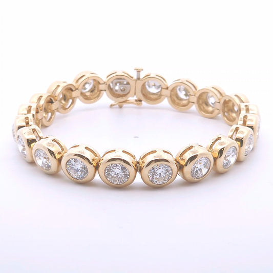 16.42ct Lab Bezel Tennis Bracelet in 14k Gold