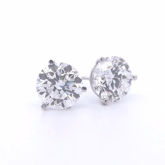 2.91ct Round Diamond Stud Earrings in 14k Gold