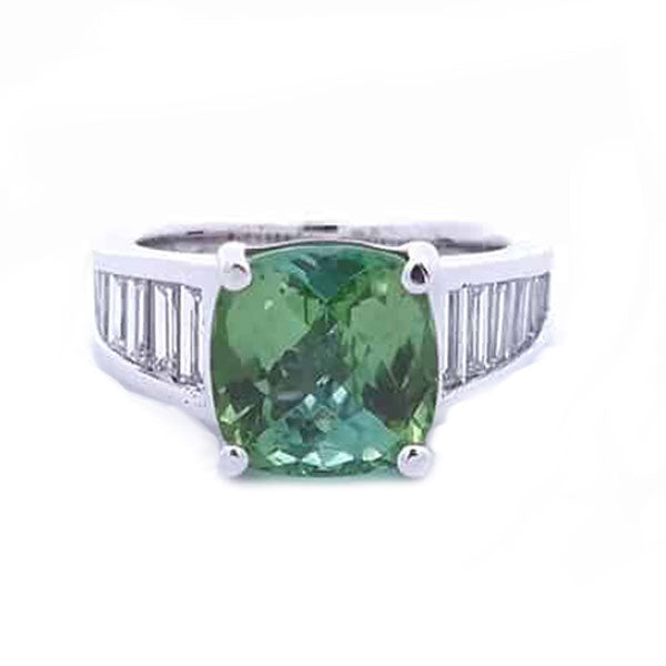 Green Tourmaline 6 Carat Ring in 14K