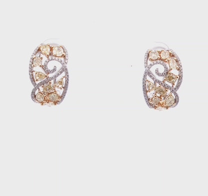 3 Carat Leverback Earrings in 14K 2-Tone Gold