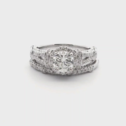 1 3/4 Carat 2 Piece Diamond Halo Wedding Ring