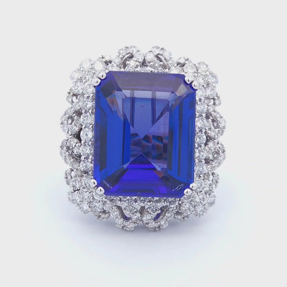 23 Carat Tanzanite Ring in 18K Gold