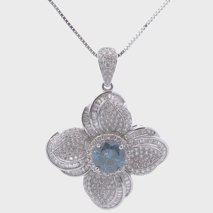 7.86ct Blue Diamond Pendant in 18k White Gold