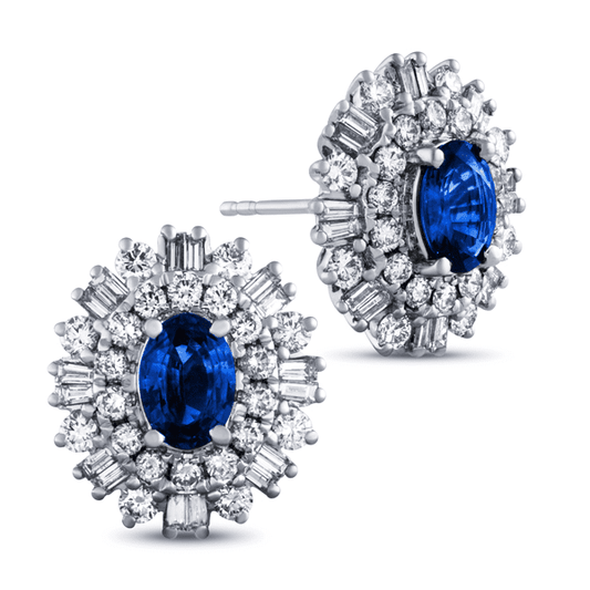 3 Carat Tanzanite & Diamond Halo Earrings in 14k